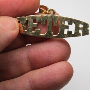 14k Gold Double Name Plate PETER Hand Made